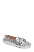 Women's Tod's Gommino Tasseled Kiltie Driving Shoe Us / 35eu - Metallic