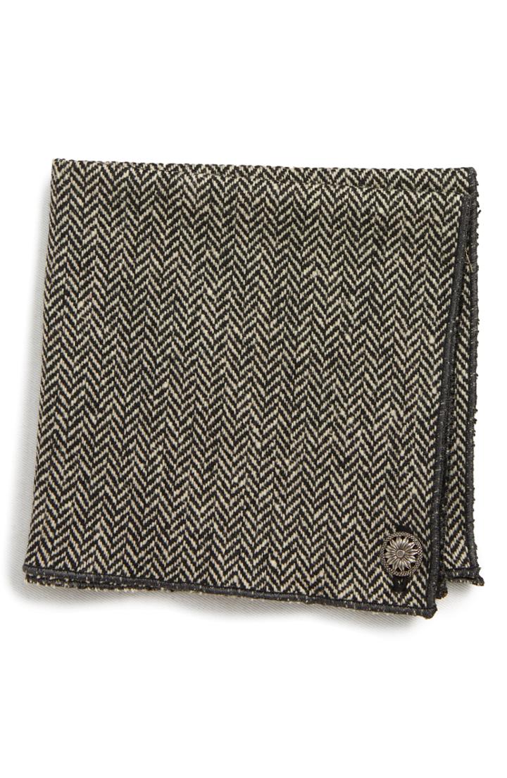 Men's Armstrong & Wilson Herringbone Wool Pocket Square, Size - Grey