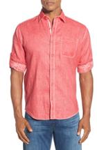 Men's Bugatchi Shaped Fit Solid Sport Shirt - Red