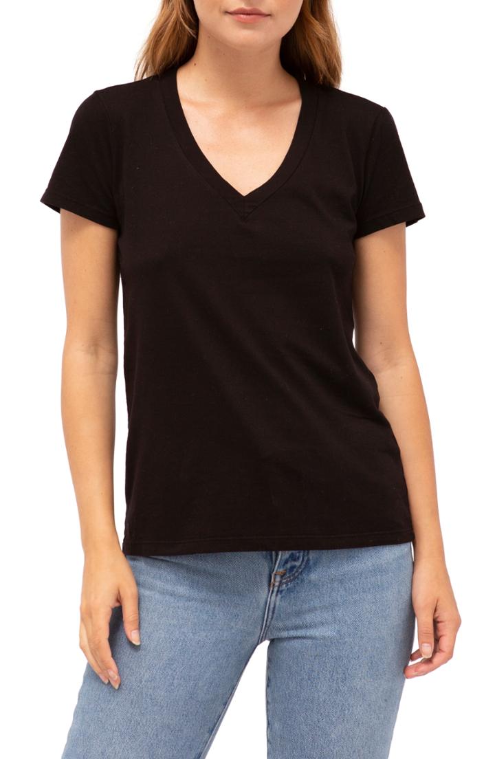 Women's Stateside Brushed V-neck Tee - Black