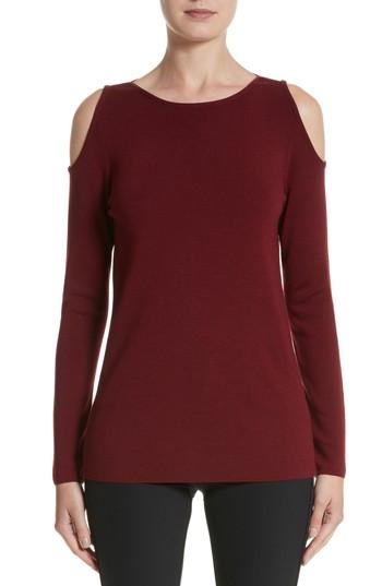 Women's Lafayette 148 New York Wool Cold Shoulder Sweater - Red