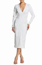 Women's Dress The Population Elizabeth Plunge Midi Dress, Size - White