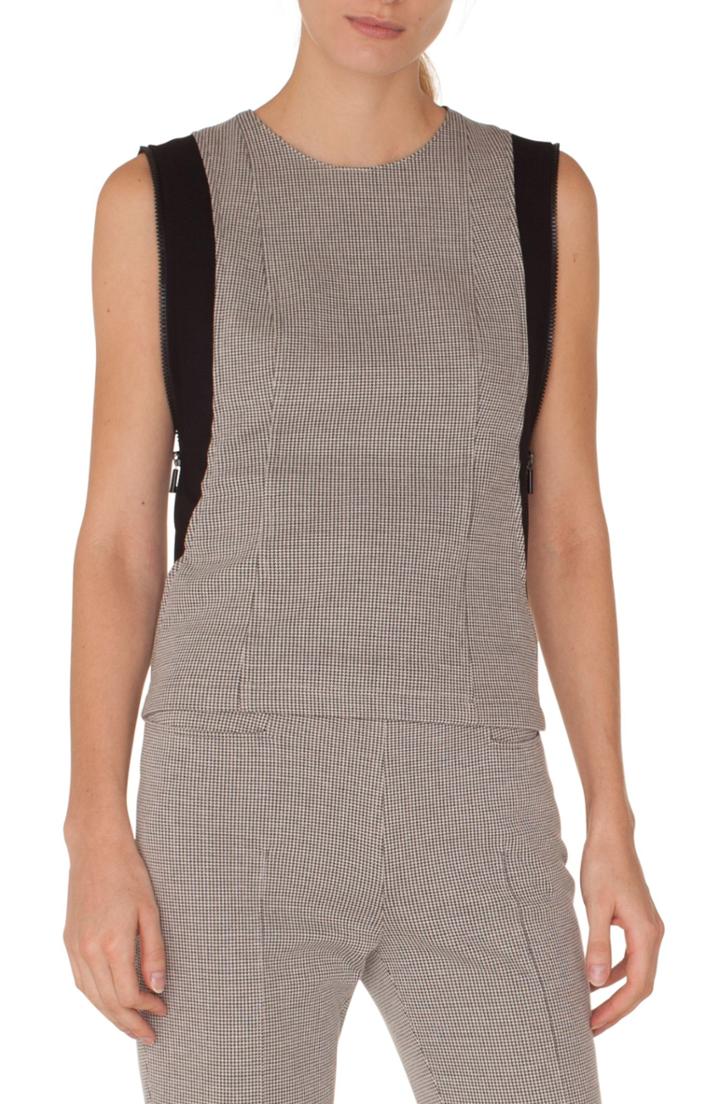 Women's Akris Punto Zip Detail Houndstooth Jersey Top