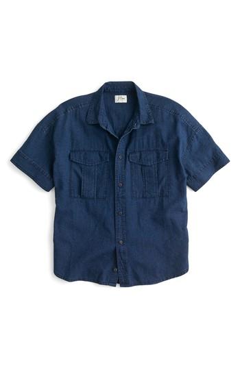 Women's J.crew Japanese Denim Utility Pocket Shirt, Size - Blue