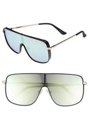 Women's #quayxkylie Unbothered 68mm Shield Sunglasses - Black/ Mint
