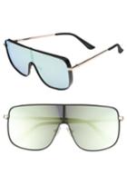 Women's #quayxkylie Unbothered 68mm Shield Sunglasses - Black/ Mint