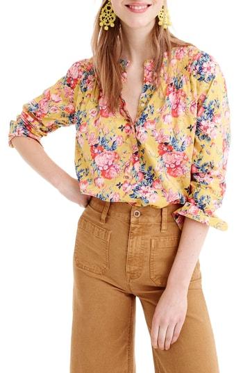 Women's J.crew Liberty Magical Bouquet Classic Popover Top - Yellow