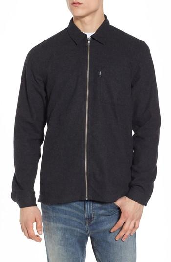 Men's Wesc Nicks Flannel Zip Overshirt, Size - Black