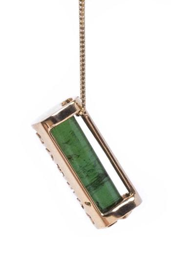 Women's Conges Luck Green Tourmaline Barrel Pendant Necklace