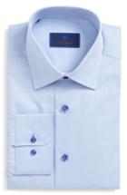 Men's David Donahue Regular Fit Geometric Dress Shirt 34/35 - Blue
