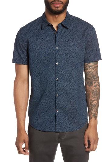Men's John Varvatos Star Usa Print Sport Shirt - Blue