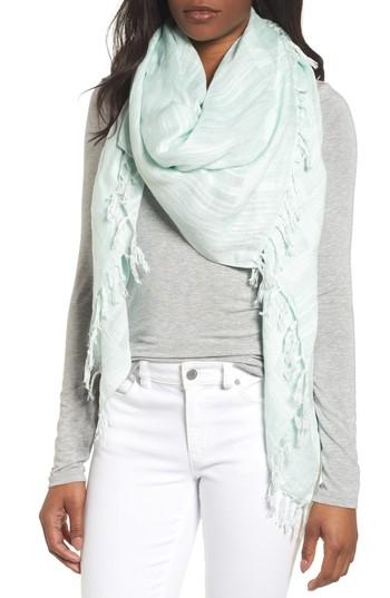 Women's Caslon Solid Linen Blend Scarf, Size - Blue/green