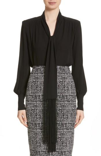 Women's Michael Kors Fringe Scarf Silk Georgette Blouse