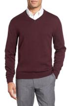Men's Nordstrom Men's Shop Cotton & Cashmere V-neck Sweater - Burgundy