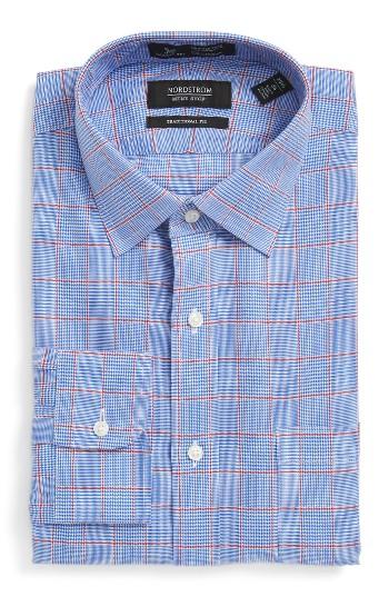 Men's Nordstrom Men's Shop Smartcare(tm) Traditional Fit Plaid Dress Shirt 33 - Red