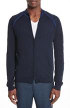 Men's Armani Collezioni Zip Front Raglan Sweatshirt Eu - Blue