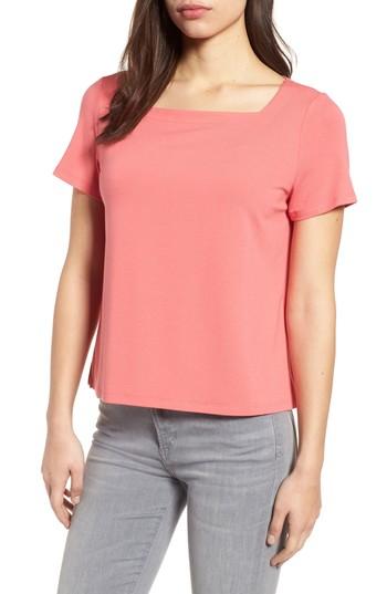 Women's Eileen Fisher Square Neck Jersey Top - Pink