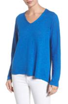 Women's Eileen Fisher Organic Linen & Cotton V-neck Sweater - Blue