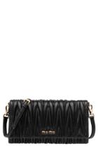 Miu Miu Matelasse Flap Shoulder/crossbody Bag - Black