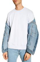 Men's Topman Short Sleeve Crewneck Sweatshirt - Blue