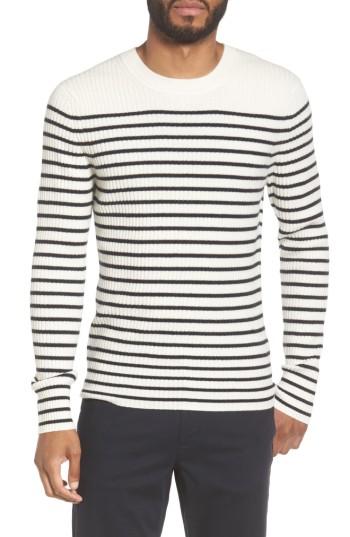 Men's Vince Slim Fit Breton Stripe Cashmere Crewneck Sweater, Size - Ivory