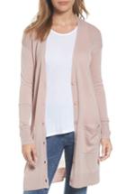 Women's Halogen Rib Knit Wool Blend Cardigan, Size - Pink