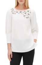 Women's Lafayette 148 New York Caddie Embellished Finesse Crepe Blouse - White