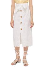 Women's Topshop Button Front Broderie Anglaise Midi Skirt Us (fits Like 0) - White