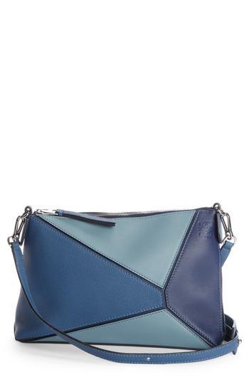 Loewe Mini Puzzle Calfskin Leather Crossbody Bag - Blue