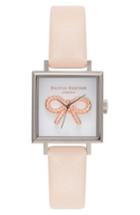 Women's Olivia Burton Vintage Bow Square Leather Strap Watch, 23mm