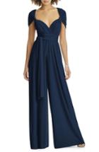 Women's Dessy Collection Convertible Wide Leg Jersey Jumpsuit - Blue