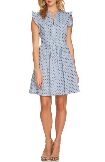 Women's Cece Pintuck Flutter Sleeve Cotton Minidress - Blue