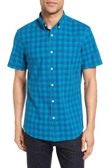 Men's Nordstrom Men's Shop Slim Fit Check Sport Shirt, Size - Green