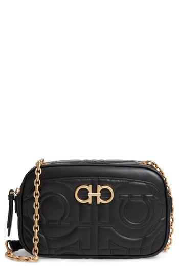 Salvatore Ferragamo City Quilted Gancio Leather Camera Bag - Black