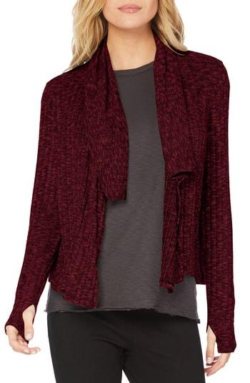 Women's Michael Stars Jasper Poorboy Draped Neck Crop Cardigan, Size - Red