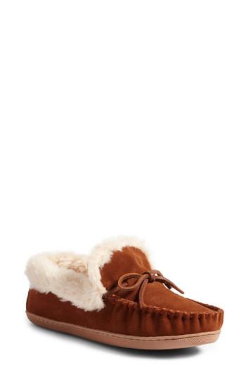 Women's J.crew Lodge Faux Shearling Moc Slipper M - Brown