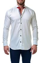 Men's Maceoo Wall Street White Scale Jacquard Sport Shirt