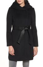 Women's Cole Haan Belted Asymmetrical Wool Coat - Black