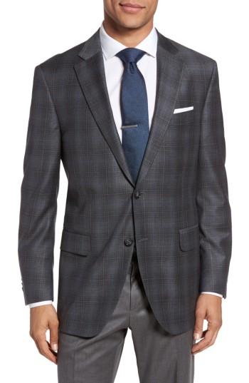 Men's Peter Millar Flynn Classic Fit Plaid Wool Sport Coat R - Grey