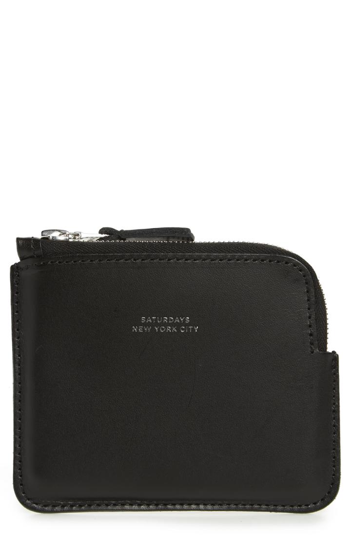 Men's Saturdays Nyc Leather Half Zip Wallet -