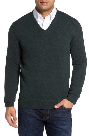 Men's Monte Rosso V-neck Cashmere Sweater, Size - Green