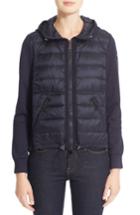 Women's Moncler Down Front Hooded Knit Jacket - Blue