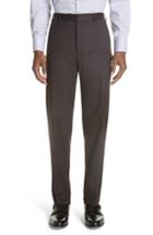 Men's Canali Cavaltry Flat Front Solid Stretch Wool Trousers