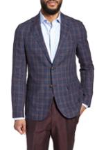 Men's Strong Suit Vanquish Trim Fit Plaid Linen Sport Coat R - Blue