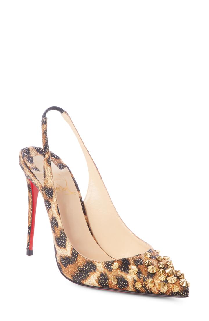 Women's Christian Louboutin Drama Spike Slingback Pump Us / 39eu - Black