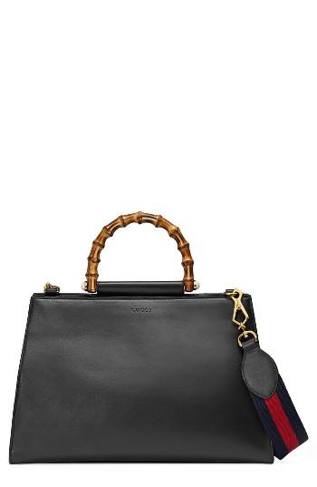 Gucci Large Nymphea Bicolor Leather Top Handle Satchel -