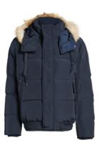 Men's Marc New York Insulated Jacket With Genuine Coyote Fur, Size - Blue