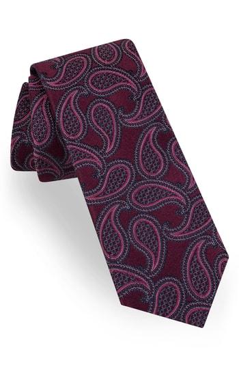 Men's Ted Baker London Paisley Silk Tie, Size - Burgundy