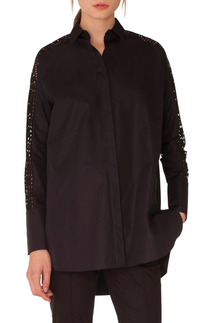 Women's Akris Punto Lace Sleeve Cotton Tunic