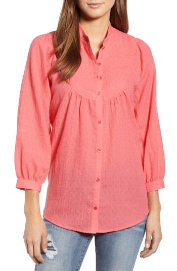 Women's Caslon Curved Yoke Dobby Shirt - Coral